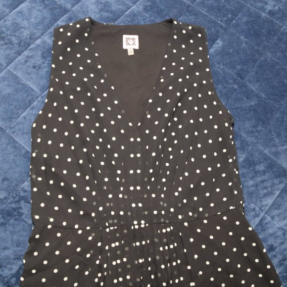 Anne Klein Black Polka Dot Midi Dress Sz 8 A-Line - Picture 3 of 5